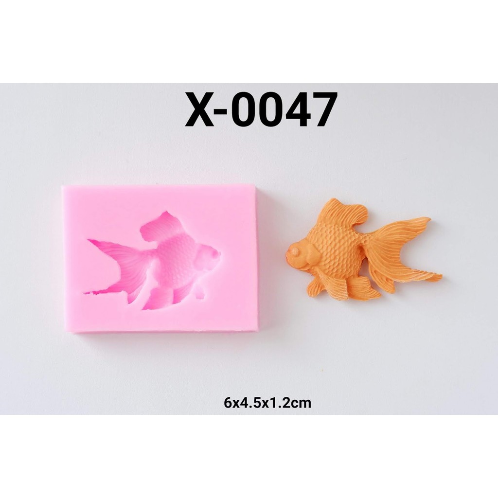 X-0047 Cetakan silikon puding coklat fondant ikan mas ikan koki (Cetakan silikon)