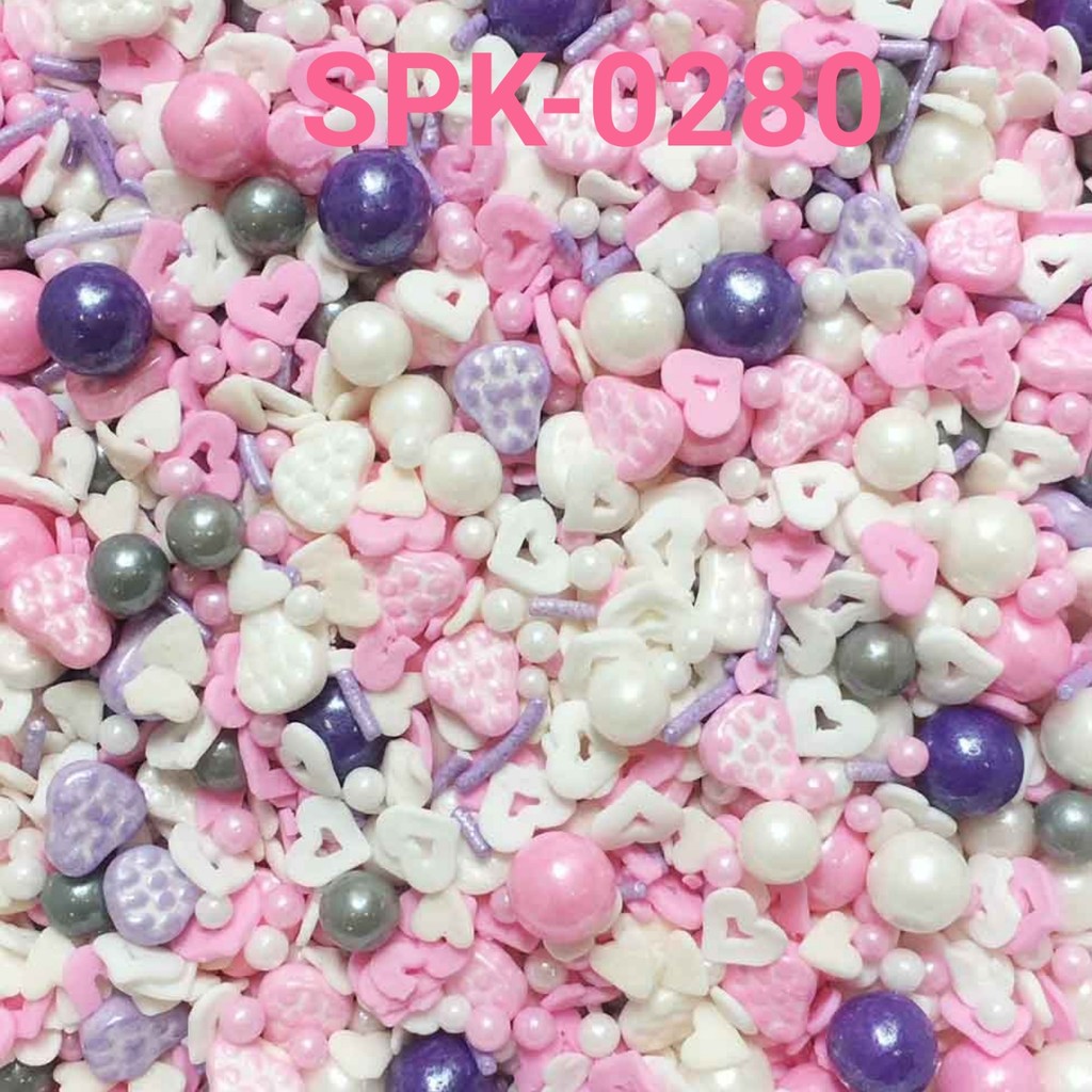 

SPK-0280 Sprinkles sprinkle springkel 1kg mutiara hati pink putih (SPRINKLES)