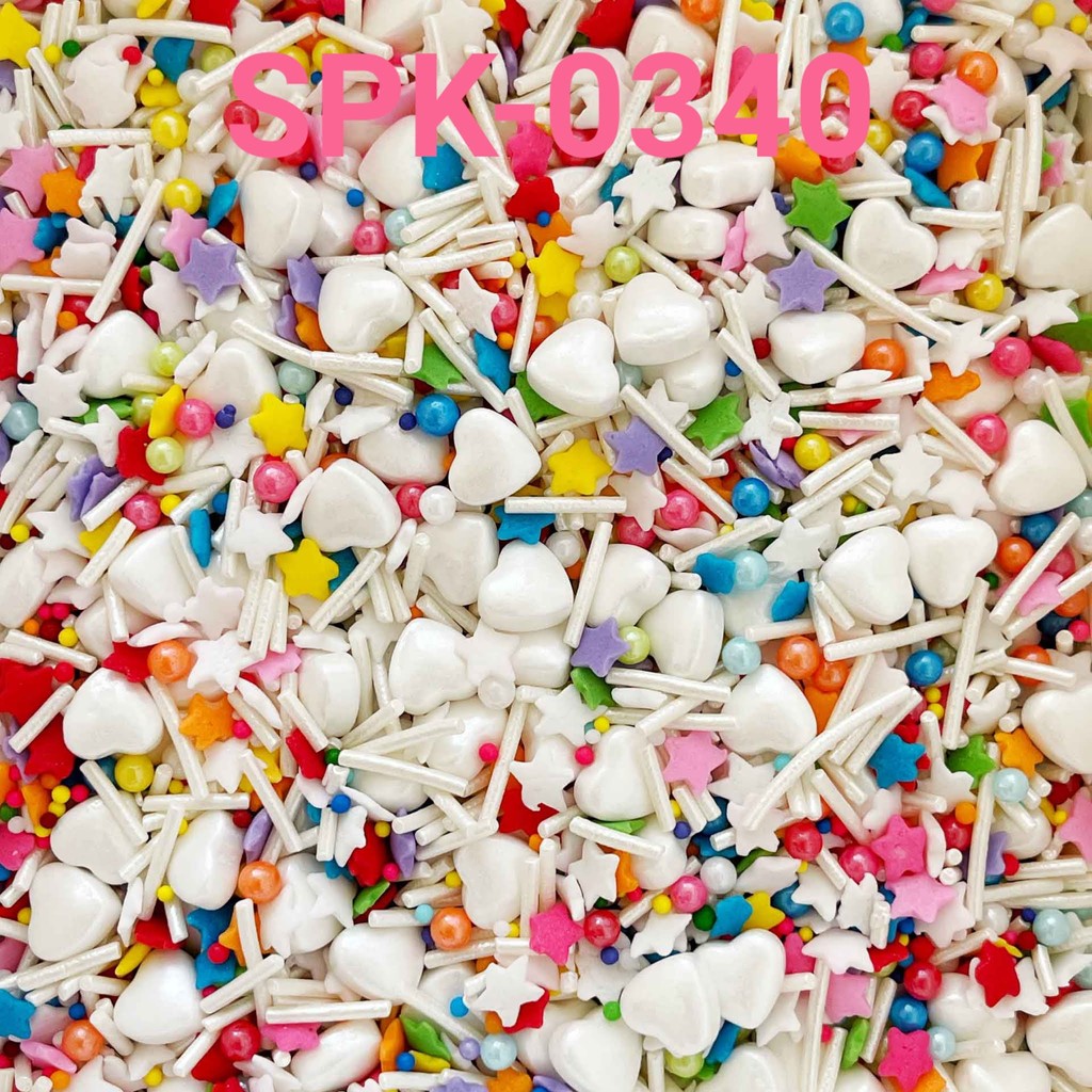 

SPK-0340 Sprinkles sprinkle springkel 1kg hati bintang rainbow putih (SPRINKLES)