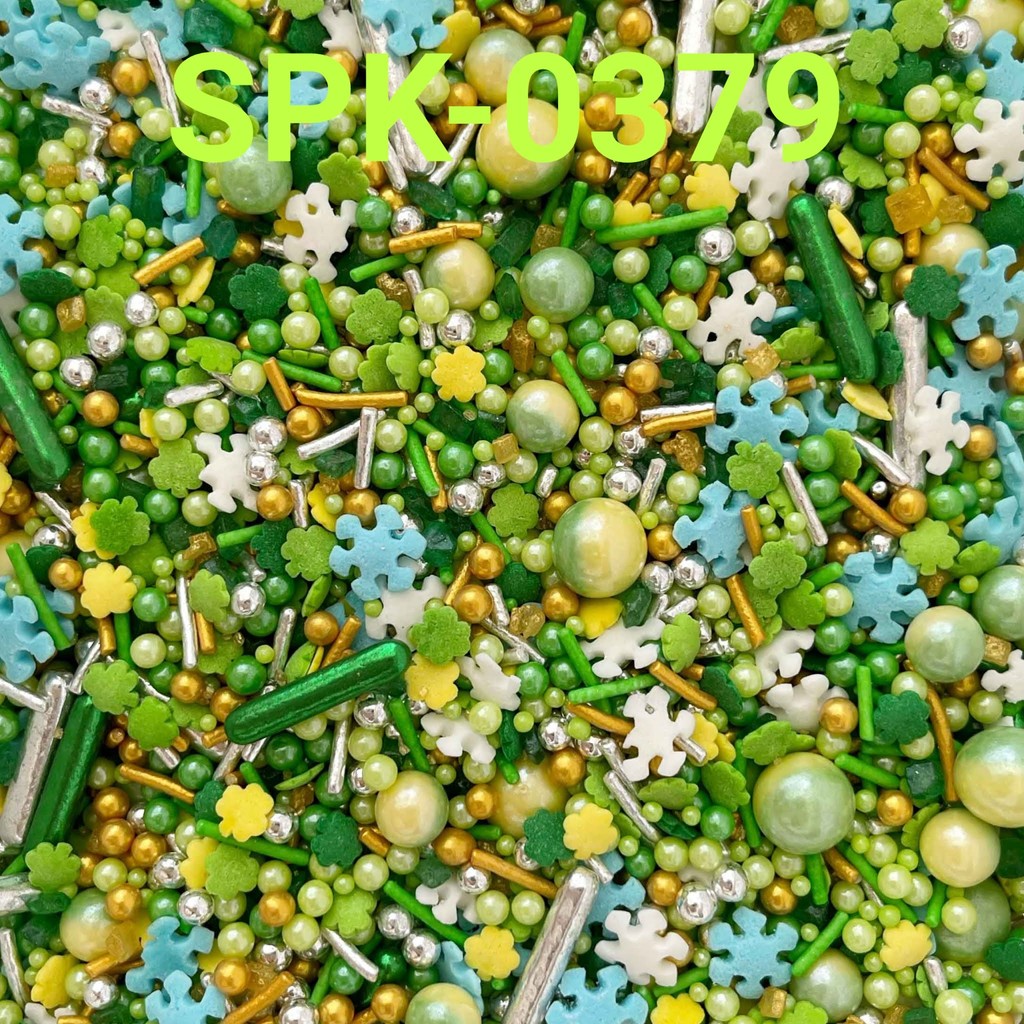 

SPK-0379 Sprinkles sprinkle springkel 1kg hijau snowflakes frozen (sprinkles)