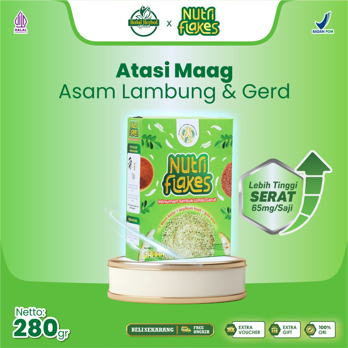 

NUTRIFLAKES SEREAL SEHAT UMBI GARUT - ATASI MAAG ASAM LAMBUNG & GERD