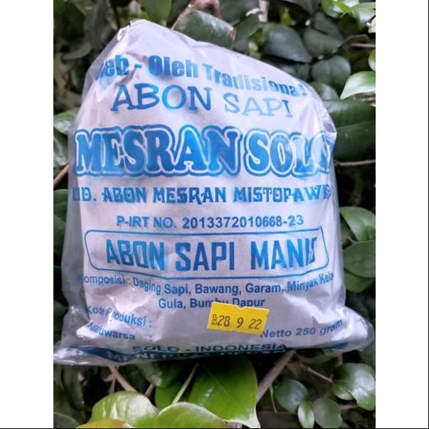 

Terbaru Abon Sapi Mesran rasa manis atau Pedas oleh oleh khas Solo Ready