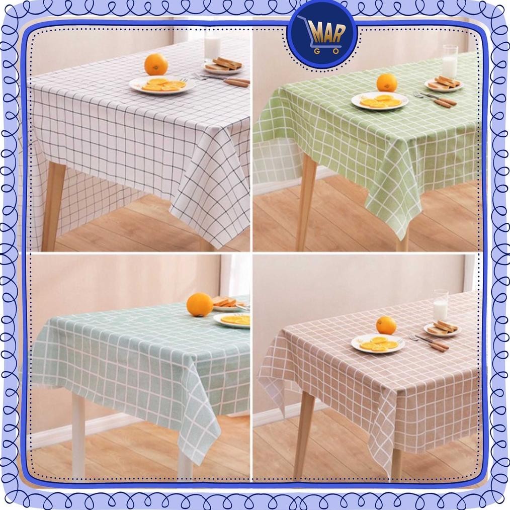 NI06 Taplak Meja Taplak Plastik Peva Anti Air Motif Kotak Kotak Taplak 137x90 Taplak 137x180 Taplak 