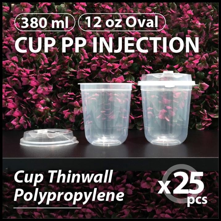 (Bekasi) Pak Isi 25 Pcs - Cup 12Oz Injection - Gelas Plastik Pp 380Ml