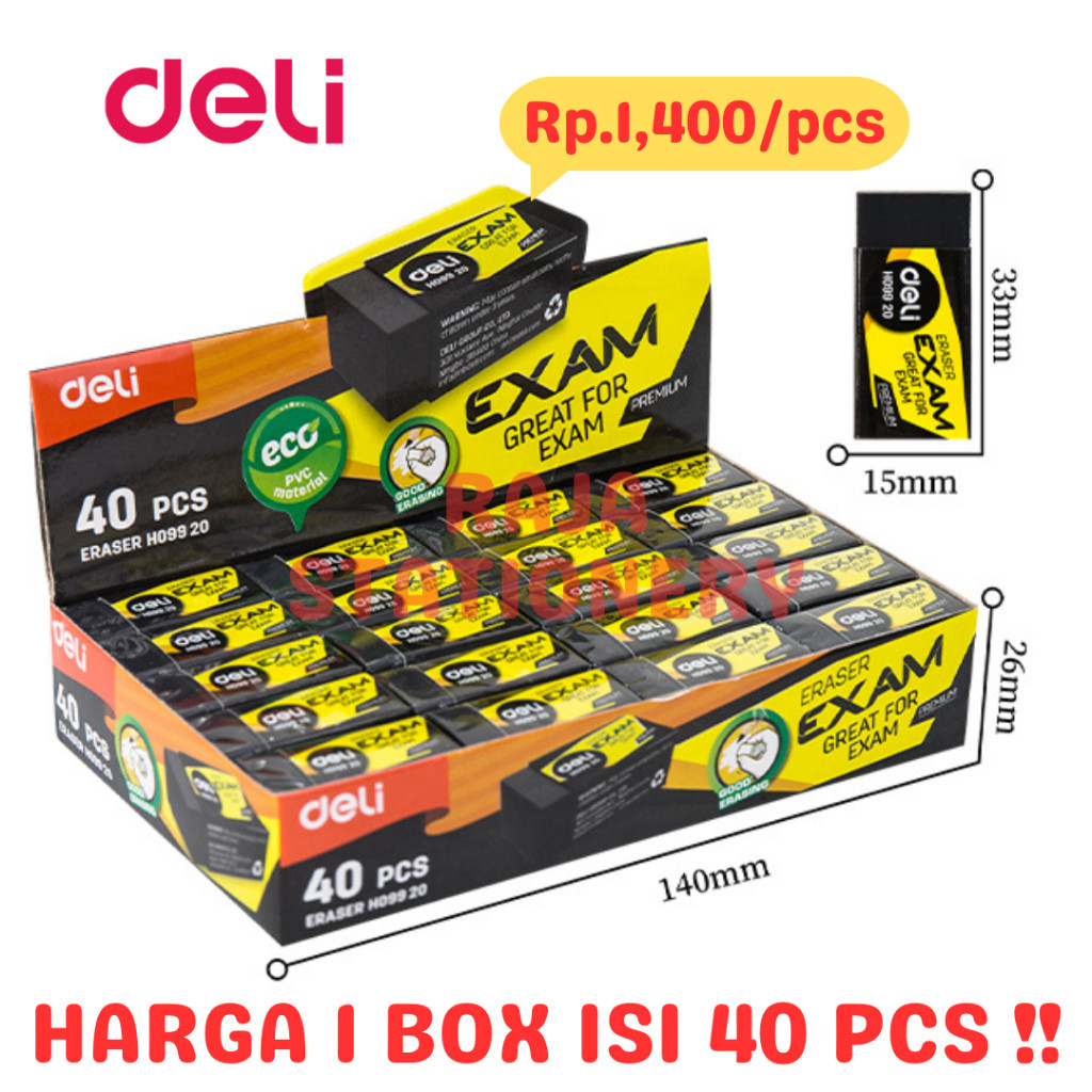 

Deli ERASER EXAM BLACK PENGHAPUS DELI HITAM UJIAN KOMPUTER EH09920 [40PCS] RAJA BIG BOX