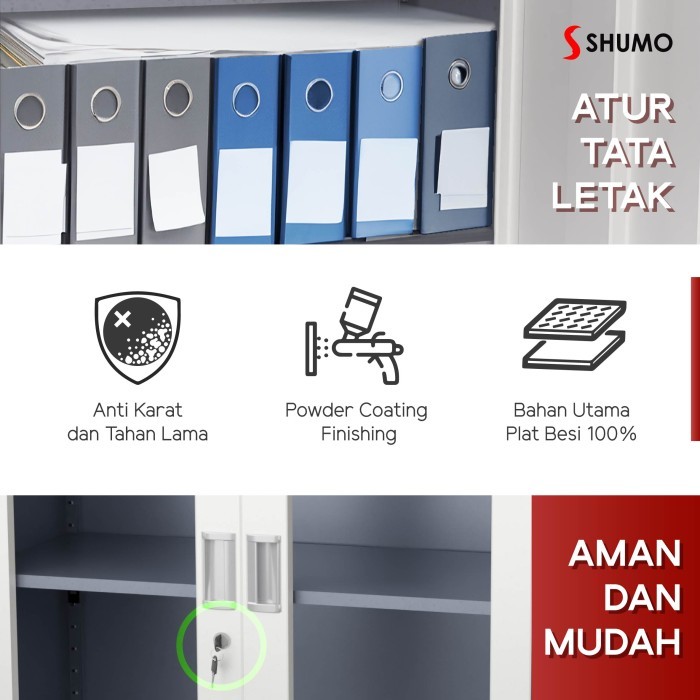 

LEMARI ARSIP BESI 2 PINTU SWING KACA KANTOR DOKUMEN PINTU BUKAFILE