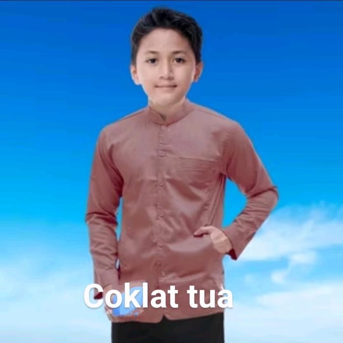 Koko Haibah Anak Tanggung/Baju Koko Lengan Panjang/Atasan Sd/ Koko Putih / Busana Cowok Elegan/Koko