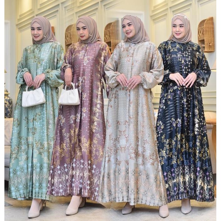 Terbaik Gamis Sutra Import // Gamis Motif Terbaru // Gamis Silk Busui Pengiriman Cepat