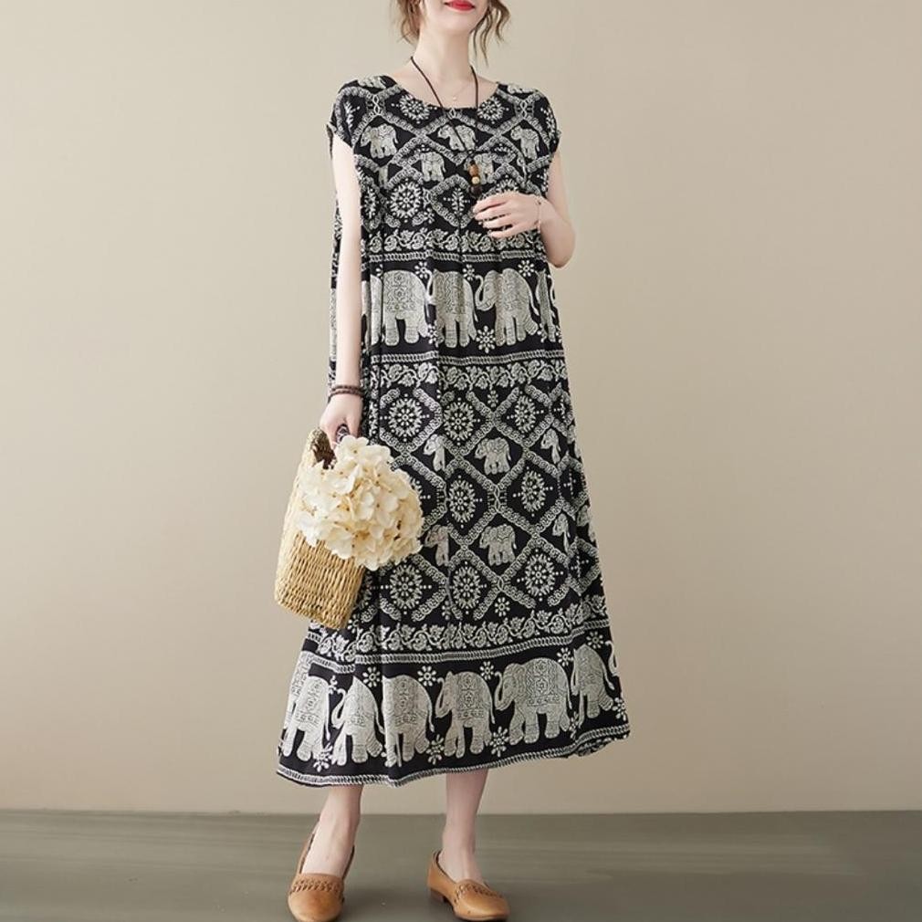 72002 Gaun Loose Dress Maxi Deania Rayon