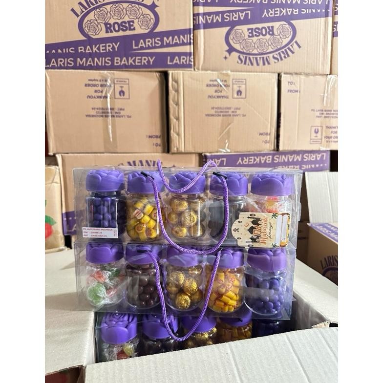 

COD Hampers coklat MAWAR UNGU isi 5 toples Candy rose Hemat