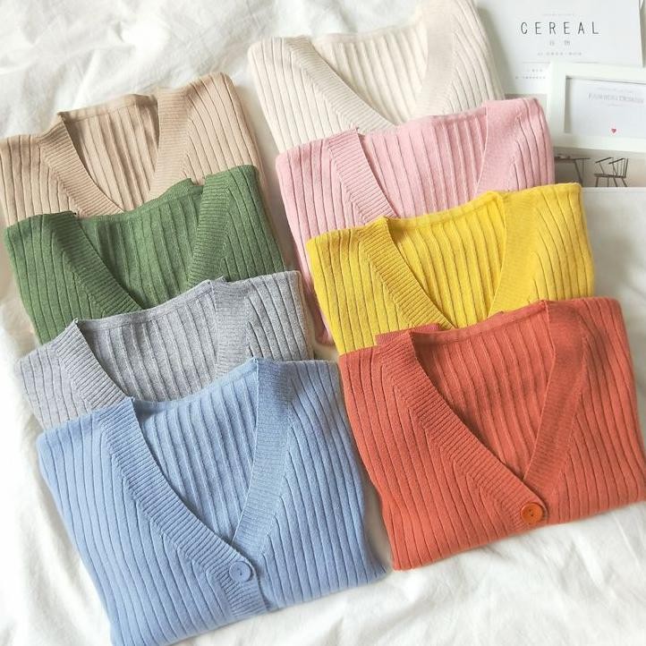 Cardigan Outer Lengan Panjang Rajut Halus Adem Atasan Baju Wanita Style Jaket Sweater