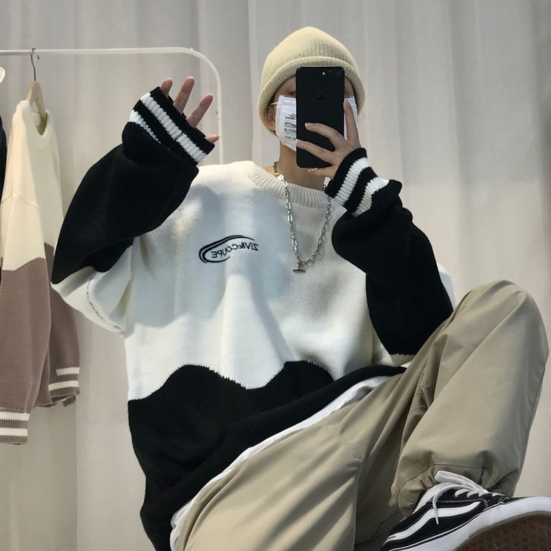 

Sweater Pria Tahan Dingin Hangat Musim Gugur Musim Dingin Gaya Pelajar Korea Longgar Bergaya Sweater Rajut Tebal Dasar