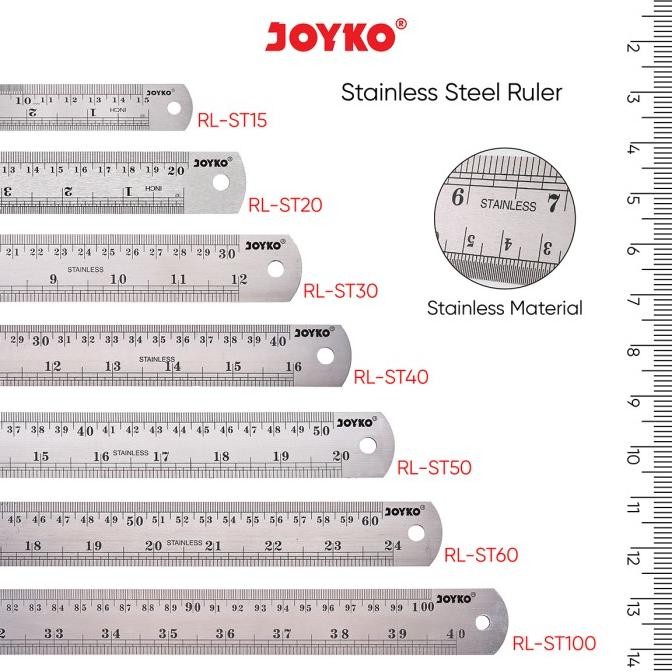 

Joyko Stainless Steel Ruler Penggaris Besi