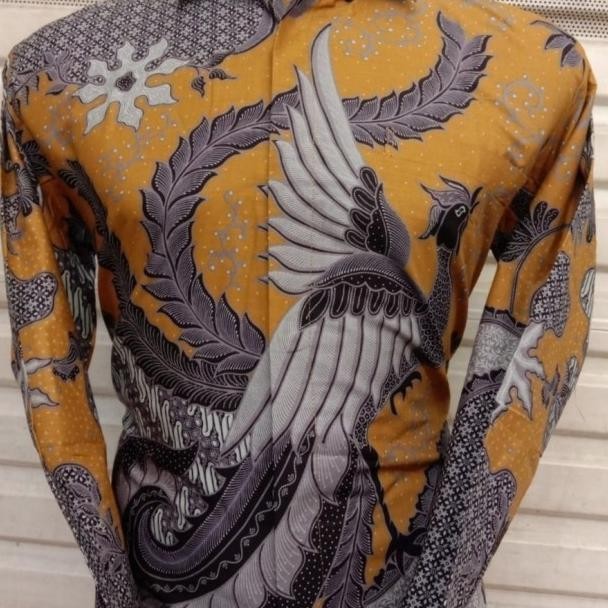Kemeja Panjang Batik Pria Keris Prabu Mesem Bagus Kuning Mustard Mewah Terlaris