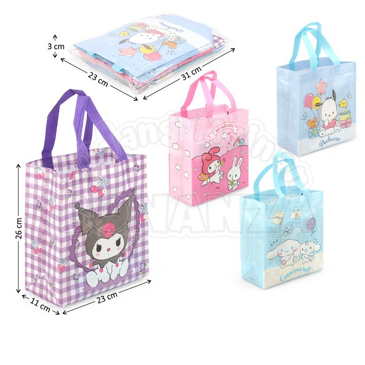 

[Bonanza] Goodie Bag Karakter Sanrio Uk. M 23x11x25 cm 12 Pcs Pack Plastik Mainan Anak
