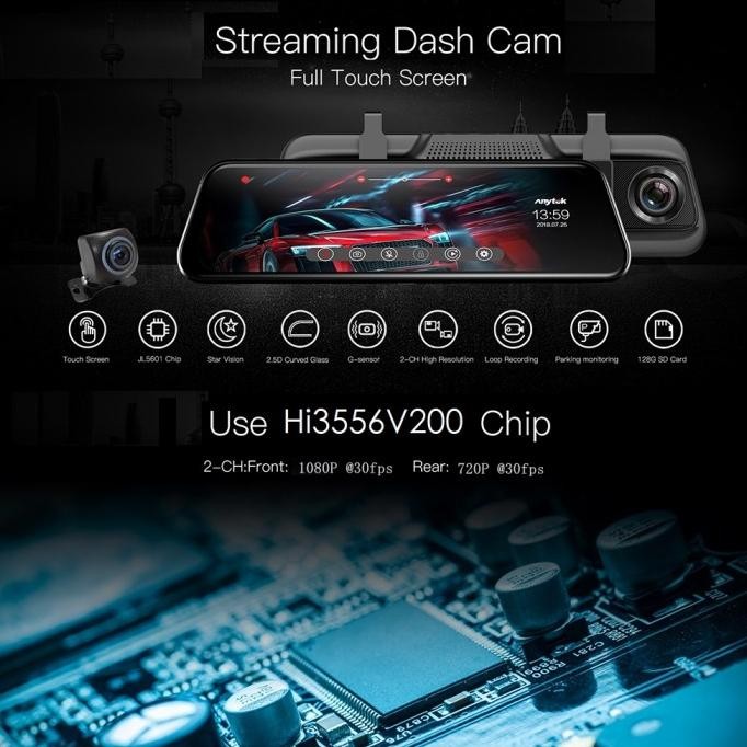 KAMERA SPION MOBIL FULL HD TOUCHSCREEN DASHCAM CAR DEPAN BELAKANG HD