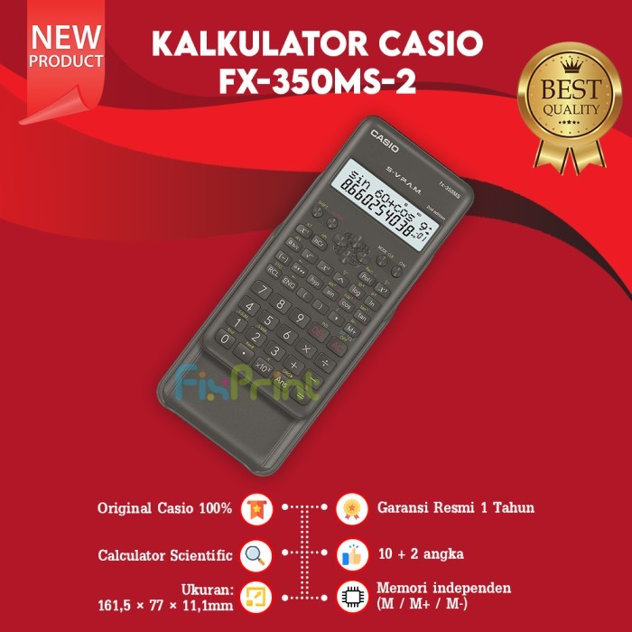 

Calculator Scientific Fx-350Ms 2 Casio Kalkulator Ilmiah New Original