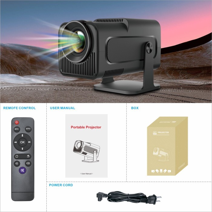 Xgody Gimbal 5 Projector Portable 4K Native 1080P Android 11 Smart Proyector Wifi 6 Bluetooth