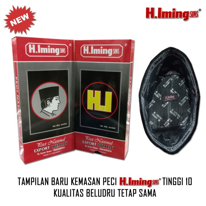 Peci Songkok/Peci H. Iming Sons - TINGGI 8 cm, no. 8 polos original dewasa