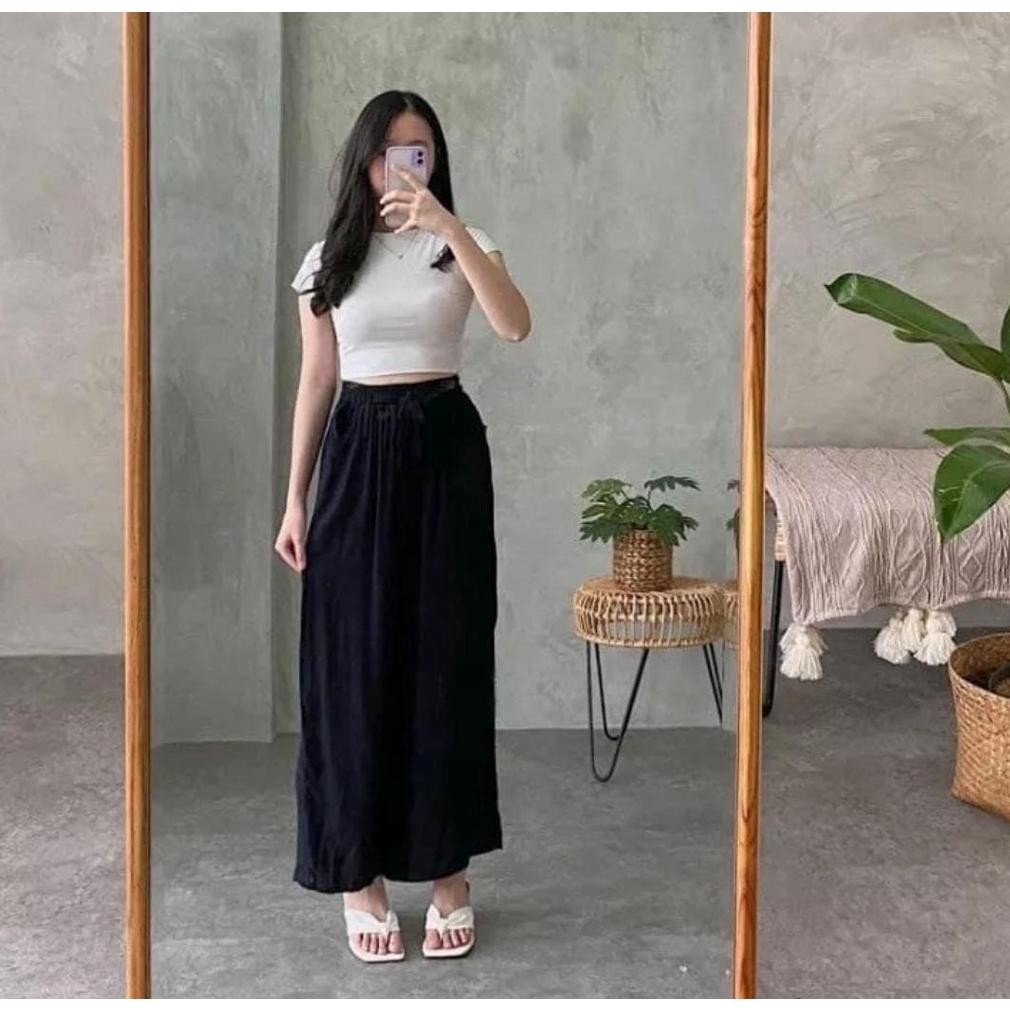 ukd-23 Promo 50 Ribu Dapat 3 Pcs. Celana Kulot Polos Wanita / Kulot Linen Bahan Hyget Murah