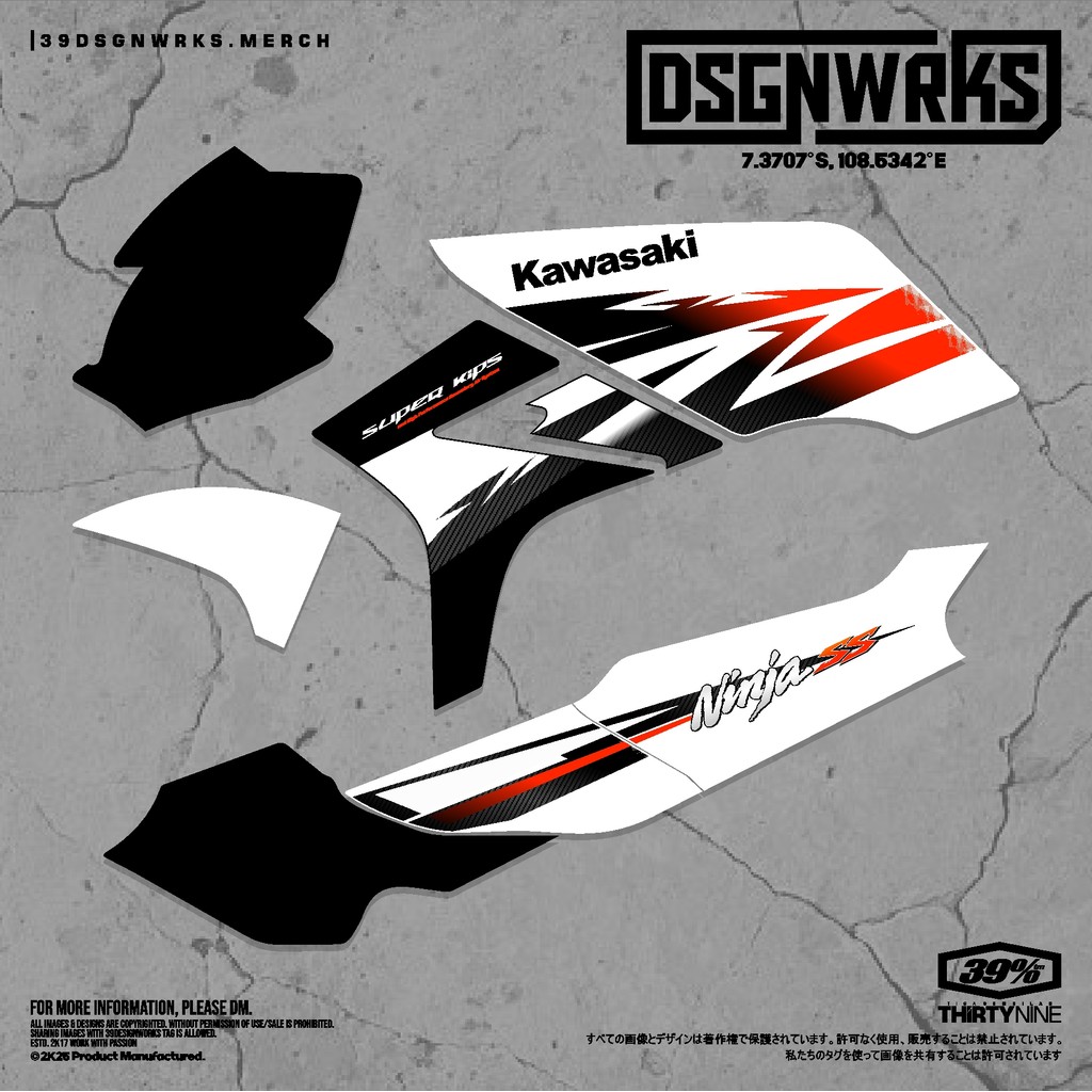 STIKER STRIPING MOTOR CUSTOM Kawasaki Ninja 150 R SS Motif Custom Two Tone Orange