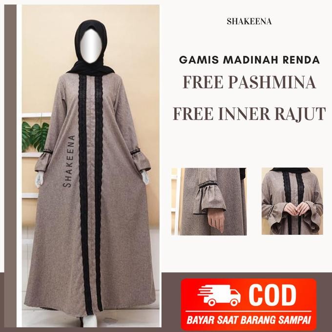 Baju Muslim Gamis Wanita Syari Terbaru Katun Madinah Kombinasi Stok Terbatas