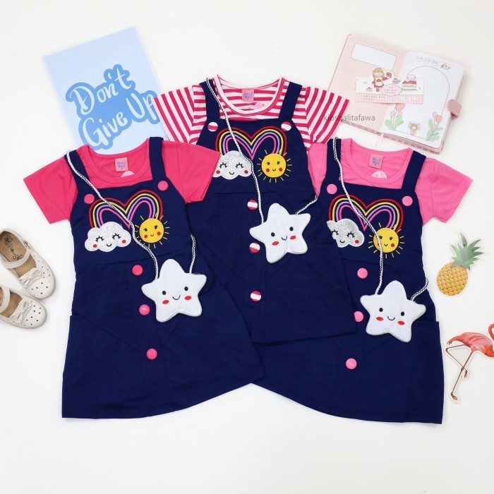 [FREE TAS] Dress Lilly uk 1-9 Tahun / Baju Anak Cewek Import Overall
