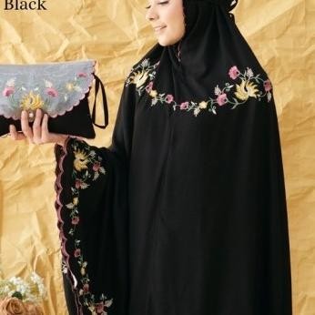 Mukena dewasa bordir rayon premium, mukena hitam navy (PMI) Terlaris