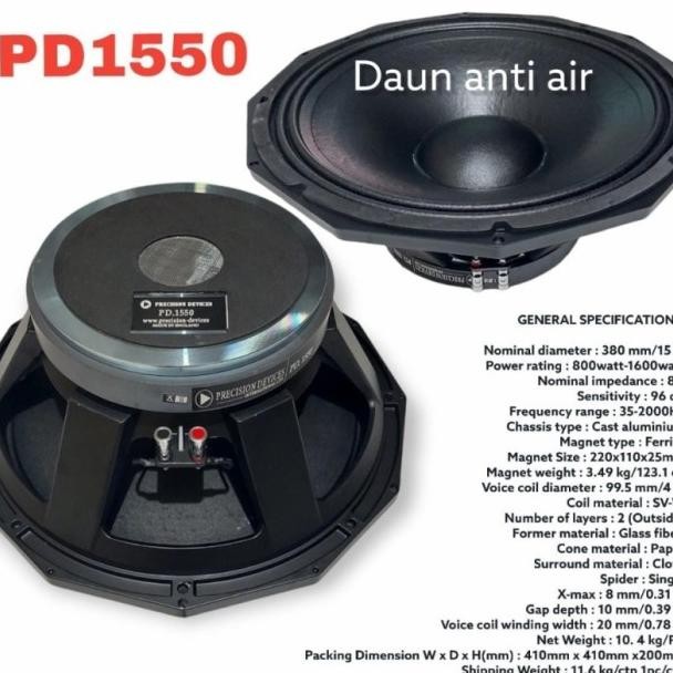 Speaker komponen precision devices PD1550/PD 1550 15 INCH mid low Terlaris