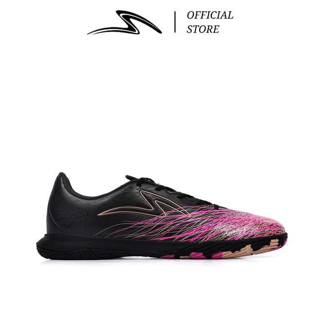 SPECS SEPATU FUTSAL ACCELERATOR ALPHA NERVE PRO IN NEUTRAL BLACK FROSTED ALMOND SHOCKING SPE402296 .
