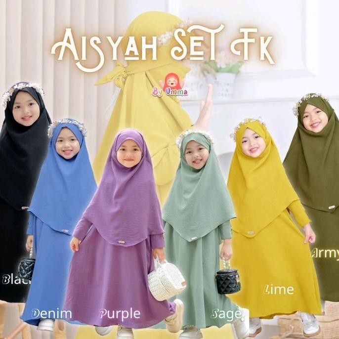 Big Sale Aisyah Gamis Set Fk By Umma.Daily | Setelan Gamis Anak | Pakaian Anak Perempuan Usia 1-11 T