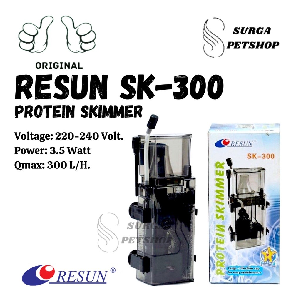 RESUN SK 300 Protein Skimmer Aquarium Surface Skimer SK300 Akuarium Kolam Ikan Air Laut RE SK-300 3,