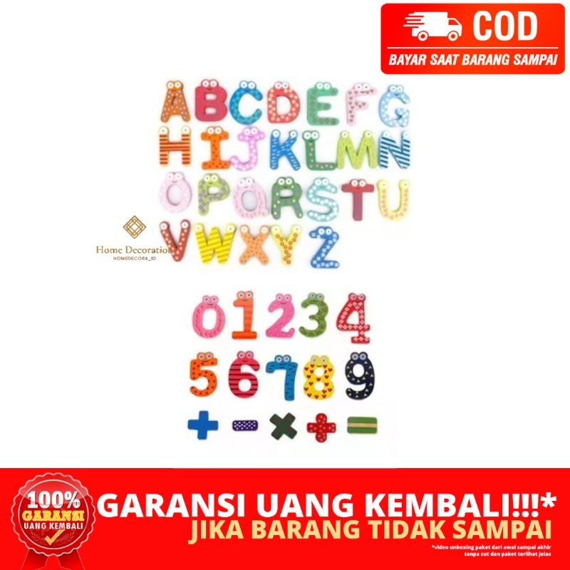(HOMEDECORA_ID) BERGARANSI MAGNETIC ALPHABET NUMBERS LETTER MAINAN ANGKA HURUF ALFABET ABJAD MAGNET 