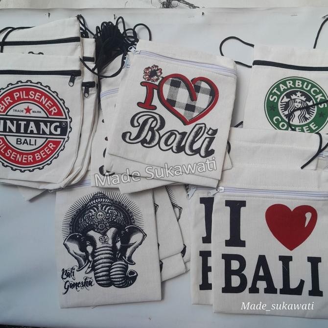 Produk Unggulan] Tas paspor selempang bali bahan kain blacu