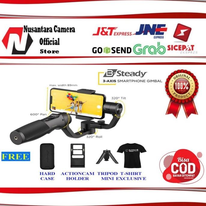 Gimbal Stabilizer Brica B-Steady Bsteady Pro 3 Axis Hp + Kaos+ Tripod New Stok
