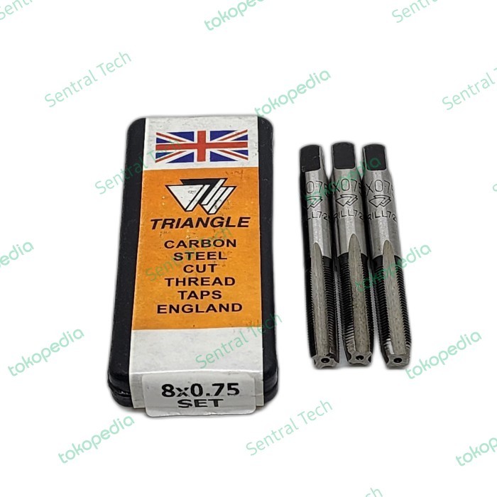 Hand Tap M8 X 0.75 TRIANGLE Carbon Steel Metric Set