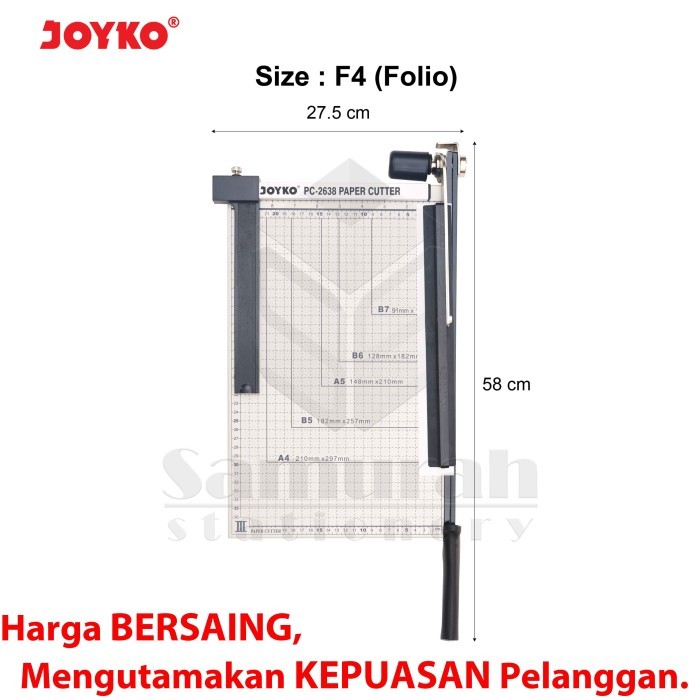 

Paper Cutter F4 Joyko PC 2638 / Mesin Pemotong Cutting Kertas 26x38 cm