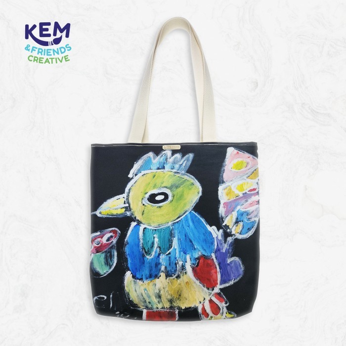 Totebag Kanvas Lukis Printing Full / Tas Bahu Lukis Printing