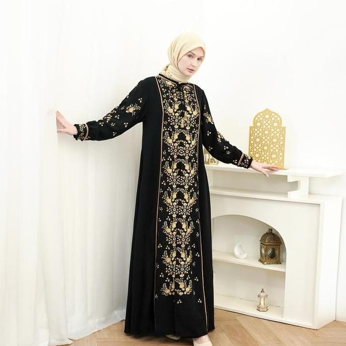 Sale Now Rita Wd 306 / Gamis Bordir Super Black /Gamis Bordir Payet Cantik Mewah Dan Elegant Origina