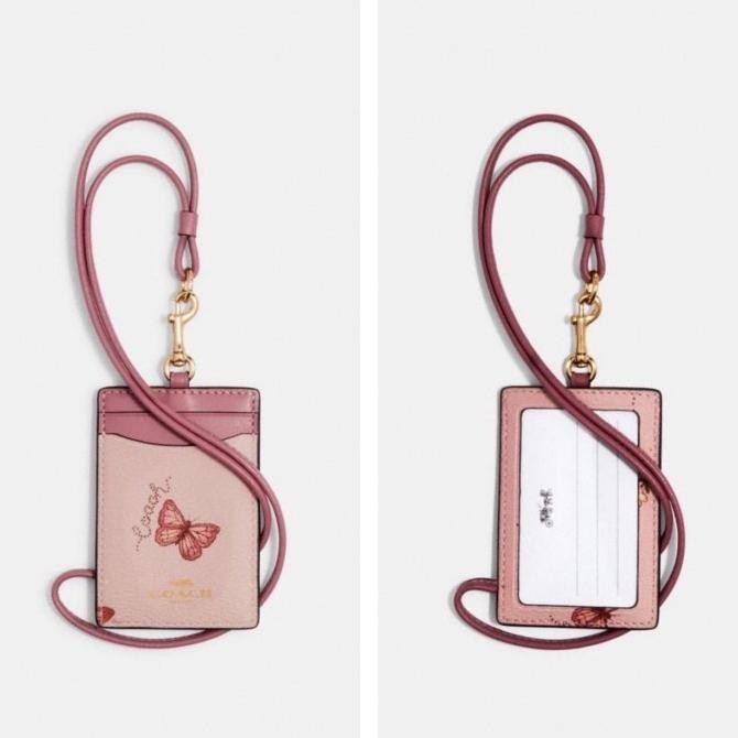

COACHH CH ID HOLDER CARD LANYARD ORIGINAL - PINK BUTTERFLY RB