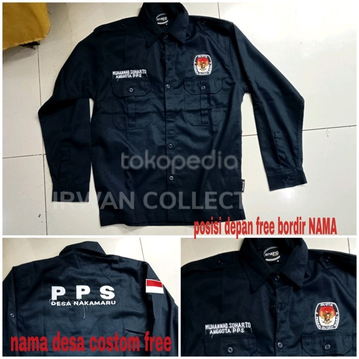 

BERGARANSI KEMEJA PPS (PANTIA PEMUNGUTAN SUARA) COSTOM LOGO DAN TULISAN FREE NAMA