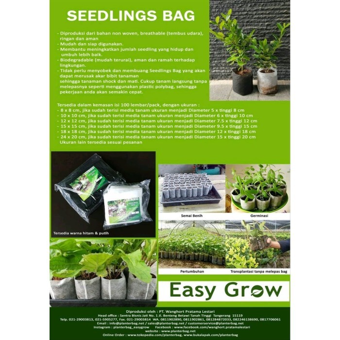 

BERGARANSI SEEDLING BAG EASY GROW PUTIH 10CM X 10CM