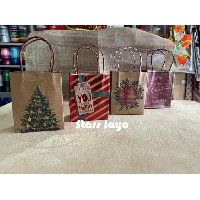 

((((()paling dicari] Paper Bag Natal, Goodie Bag Natal Kraft, Paper Bag Vintage