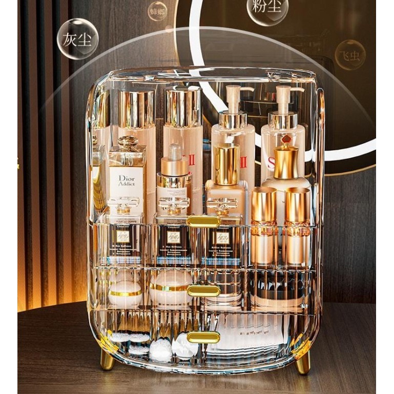 RAK MAKEUP, SKINCARE DAN KOSMETIK DENGAN LACI MEWAH/MAKEUP RACK LACI