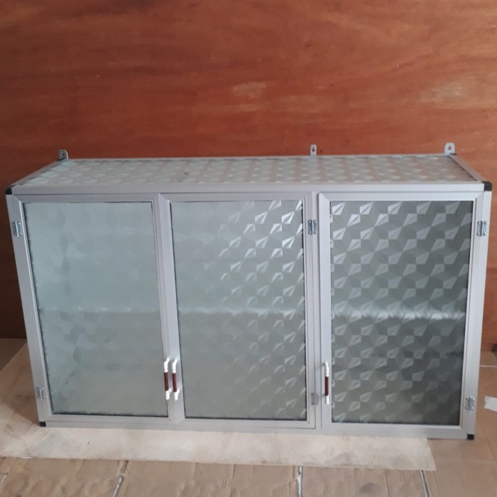 Rak Gantung Lemari Dapur Kitchen Set Atas Aluminium Kaca 3 Pintu Polos