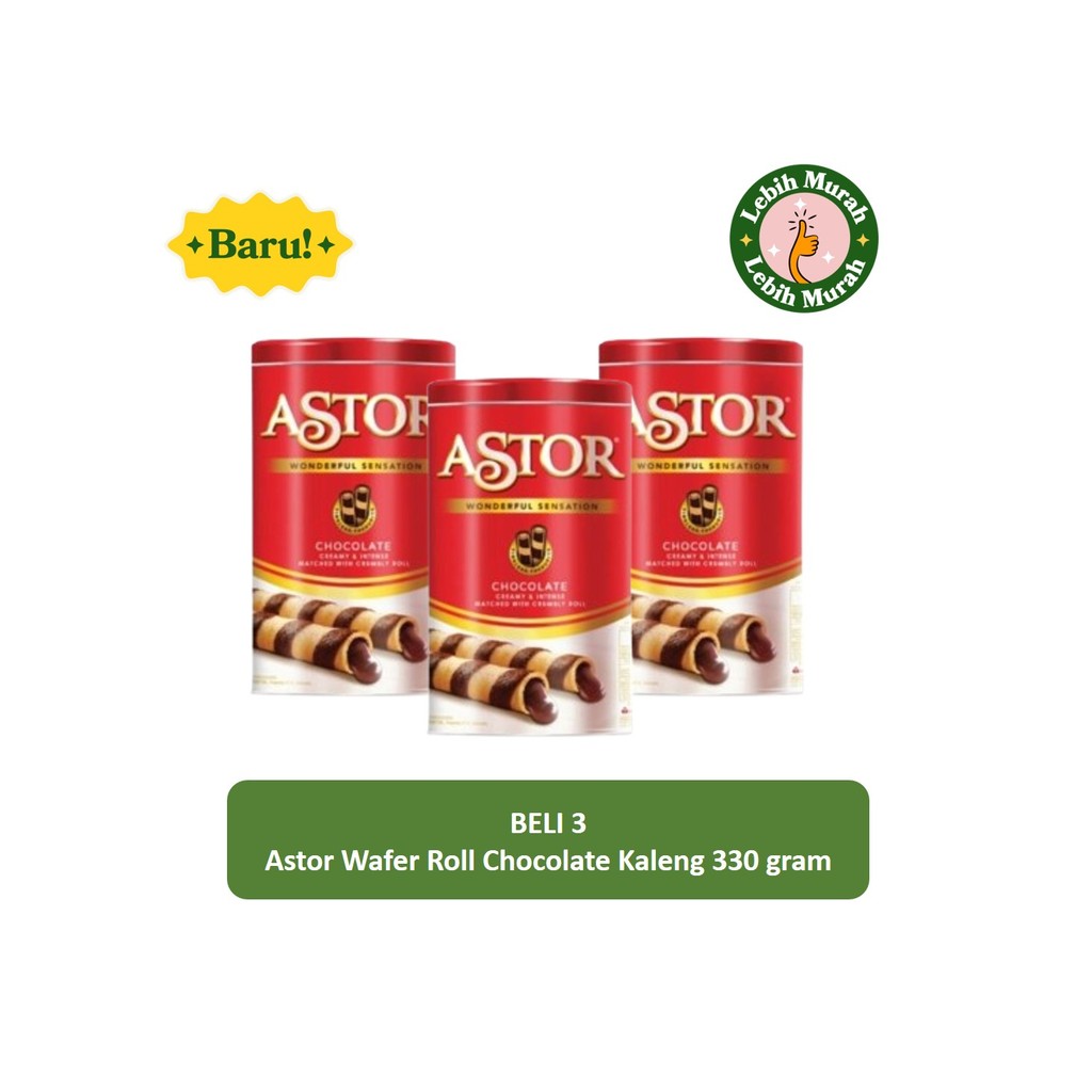 

Astor Wafer Roll Chocolate Kaleng 330 gram x 3