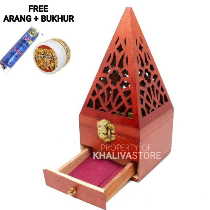 Miliki Tempat Dupa Kayu Piramid Mabkhara Kerucut Prapen Piramida Free Bukhur