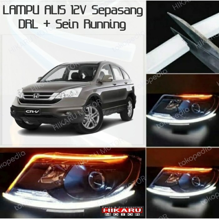 Lampu Alis Mobil Crv Gen-3 Led Drl Sein Running Waterproof Sepasang