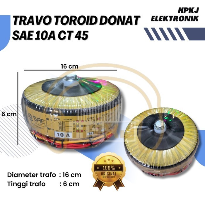 TRAVO TOROID SAE 10A CT 45V trafo donat sae 10 Amper CT 45 volt Best