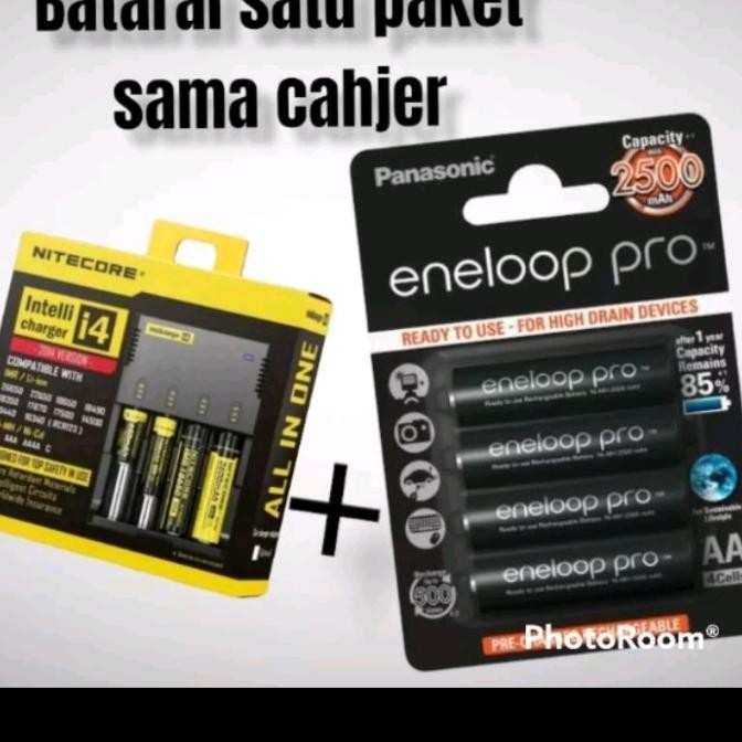 Baterai Cas Aa Eneloop 2500 Mah + Charger Baterai Multi Intelli I4